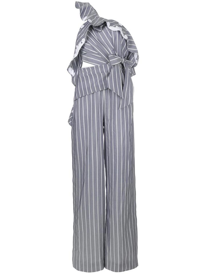 Jonathan Simkhai Cut-out Embroidered Jumpsuit - Grey