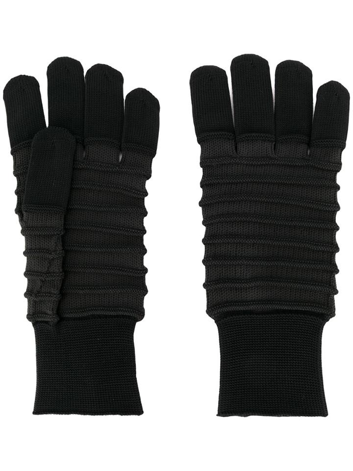 Issey Miyake Men Ribbed Knit Gloves - Black