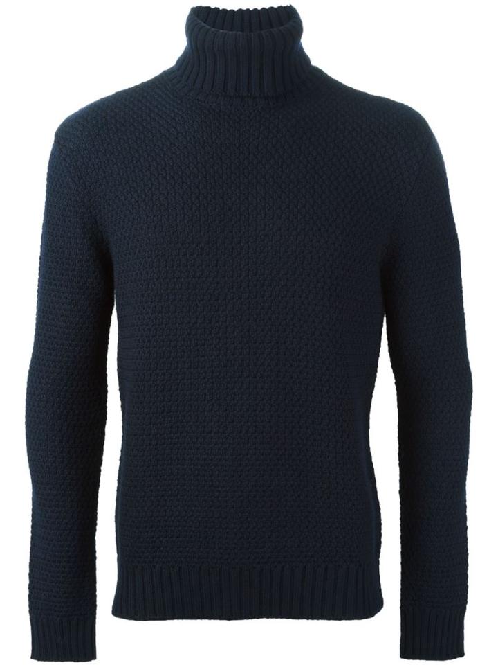 Eleventy Roll Neck Jumper, Men's, Size: Xl, Blue, Virgin Wool
