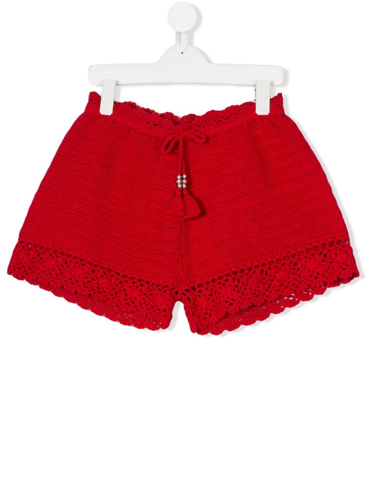 Ermanno Scervino Junior Crochet Shorts - Red