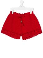 Ermanno Scervino Junior Crochet Shorts - Red