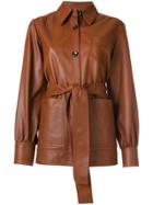 Joseph Collared Leather Jacket - Brown
