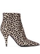 Casadei Velvet Leopard Print Boots - Black