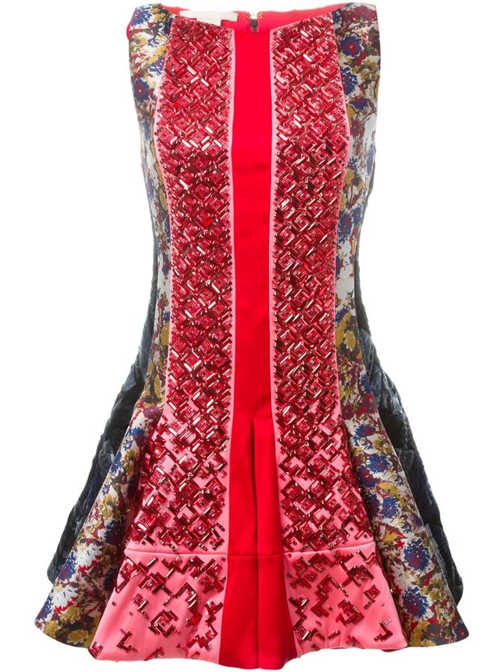 Antonio Berardi Beaded Paneled Printed Dress, Women's, Size: 40, Silk/spandex/elastane/polyester/spandex/elastane