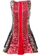 Antonio Berardi Beaded Paneled Printed Dress, Women's, Size: 40, Silk/spandex/elastane/polyester/spandex/elastane