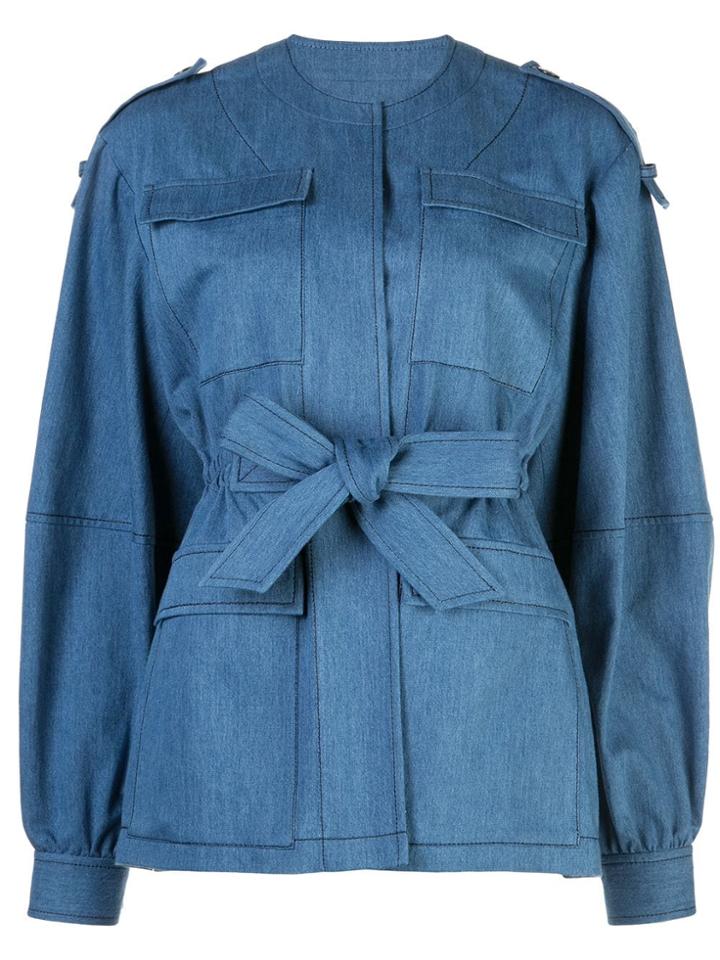 Derek Lam Lightweight Denim Belted Safari Jacket - Blue