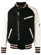 Coach Panelled Bomber Jacket, Men's, Size: 48, Black, Lamb Skin/nylon/polyester/wool