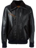 Golden Goose Deluxe Brand Leather Bomber Jacket, Men's, Size: Small, Black, Calf Leather/polyester