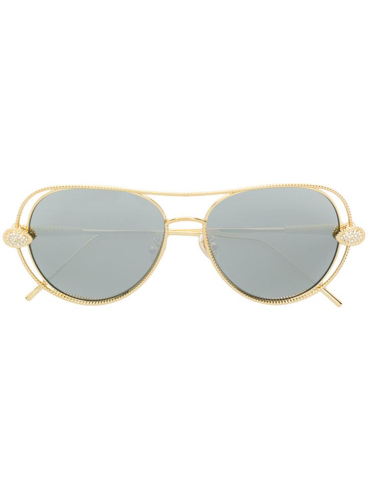 Boucheron Swarovski Crystal Aviator Sunglasses - Metallic