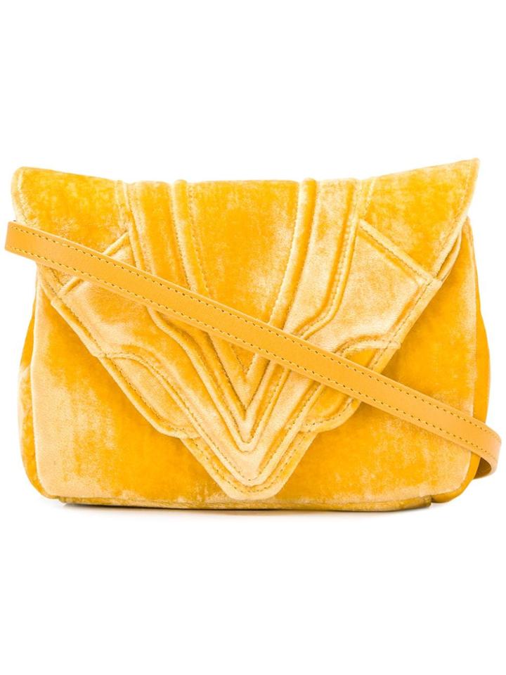 Elena Ghisellini Felix Velvet Clutch - Yellow & Orange