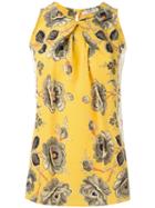 Etro Floral Print Pleated Top, Women's, Size: 44, Yellow/orange, Silk