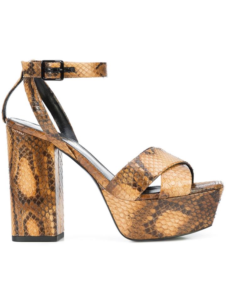 Saint Laurent Farrah 80 Sandals - Brown