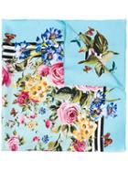 Dolce & Gabbana Floral Print Scarf, Women's, Blue, Silk
