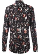 Dolce & Gabbana Musical Instrument Print Shirt, Men's, Size: 44, Black, Cotton