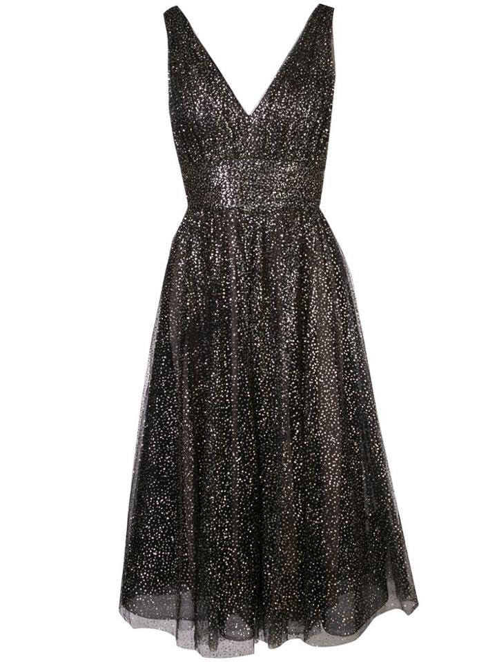 Marchesa Notte Sequinned V-neck Gown - Black