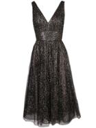 Marchesa Notte Sequinned V-neck Gown - Black