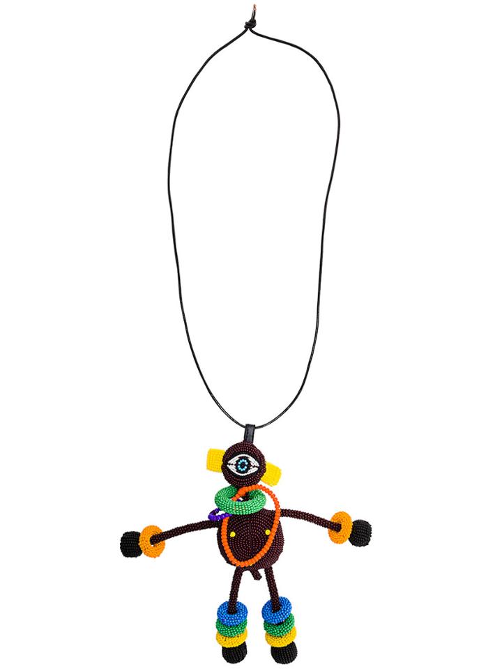 Walter Van Beirendonck Beaded Cyclops Necklace - Brown