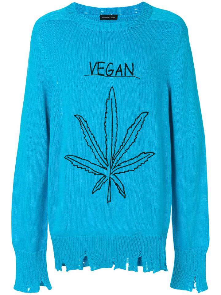 Riccardo Comi Distressed Vegan Sweater - Blue