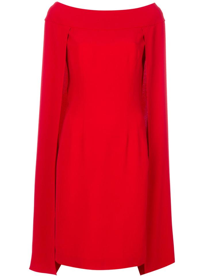 Alberta Ferretti - Cape Flared Dress - Women - Acetate/viscose - 42, Red, Acetate/viscose