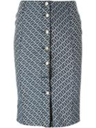 Fendi Vintage Ff Logo Patterned Skirt, Women's, Size: 42, Blue