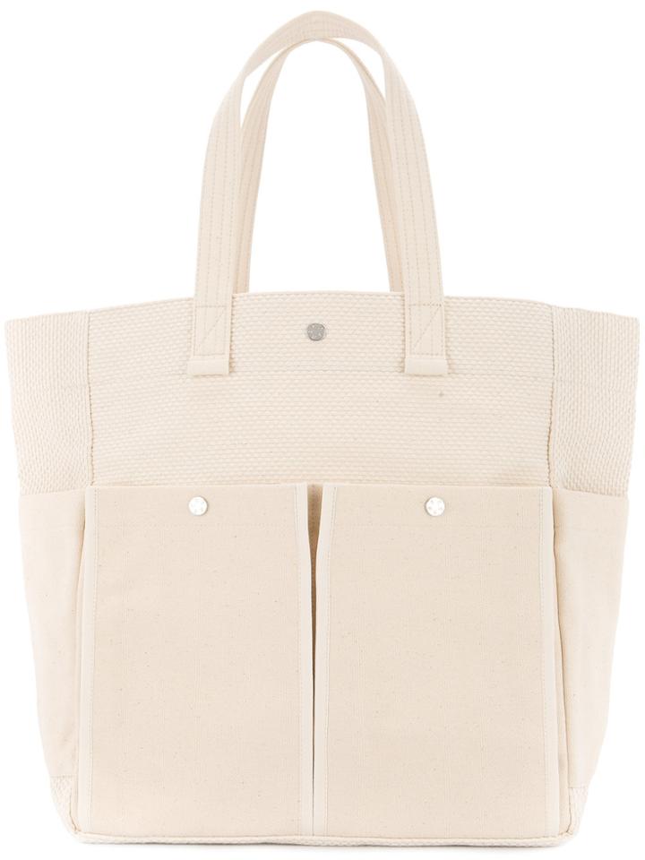 Cabas Botanical Tote Bag - White