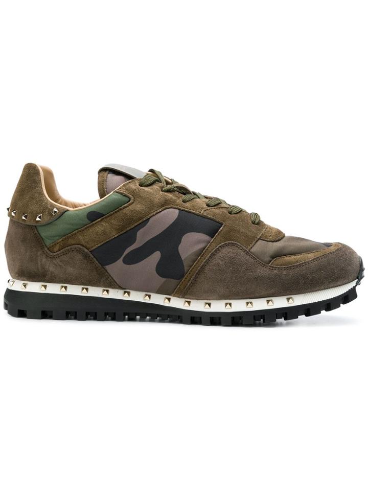 Valentino Valentino Garavani Camouflage Rockrunner Sneakers - Brown