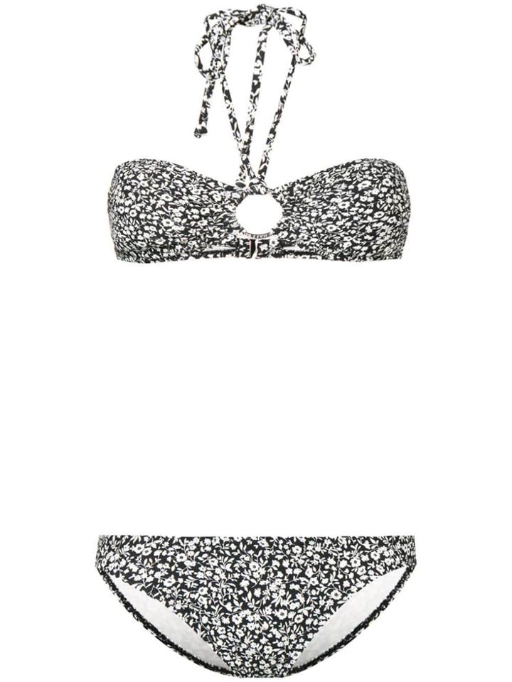Michael Michael Kors Floral Halter Bikini - Black