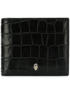 Alexander Mcqueen Crocodile Embossed Money Clip Wallet - Black