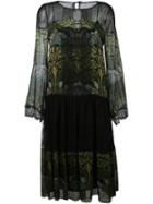 Alberta Ferretti Long Sleeve Dress, Women's, Size: 42, Black, Silk/polyamide/rayon/other Fibres