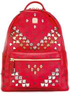Mcm Studded Backpack - Red