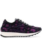 Just Cavalli Textured Leopard Print Runner Sneakers - Pink & Purple