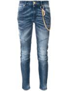 Pierre Balmain Biker Jeans With Hanging Chains - Blue