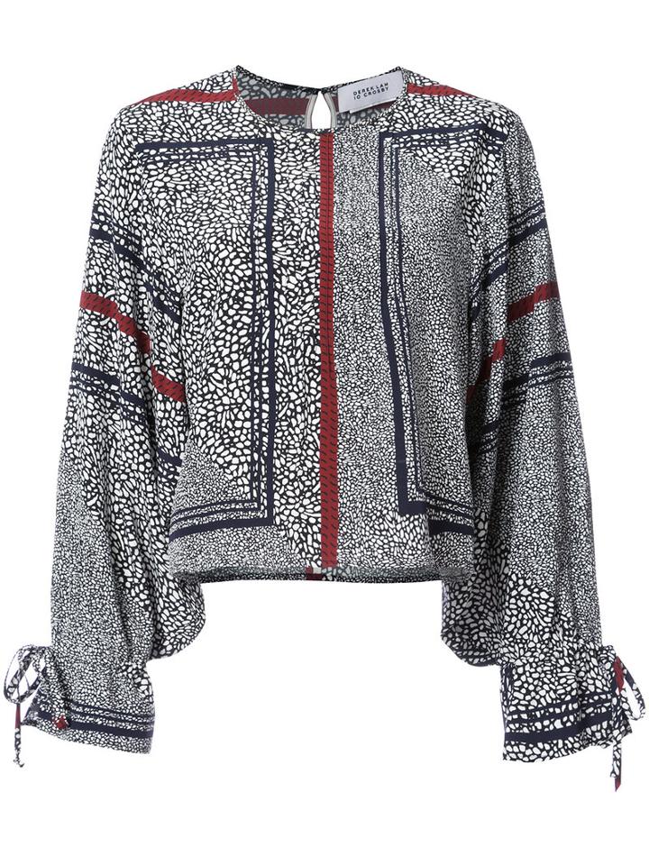 Derek Lam 10 Crosby - Printed Flared Cuff Top - Women - Silk - 0, Black, Silk