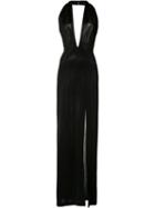 Galvan Lateral Slit Halterneck Dress, Women's, Size: 38, Black, Viscose/polyamide/spandex/elastane