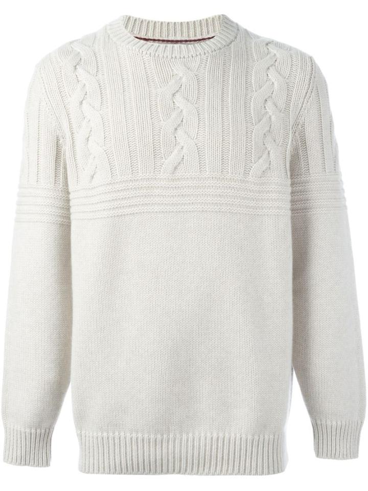 Brunello Cucinelli Cashmere Cable Knit Jumper, Men's, Size: 50, Nude/neutrals, Cashmere