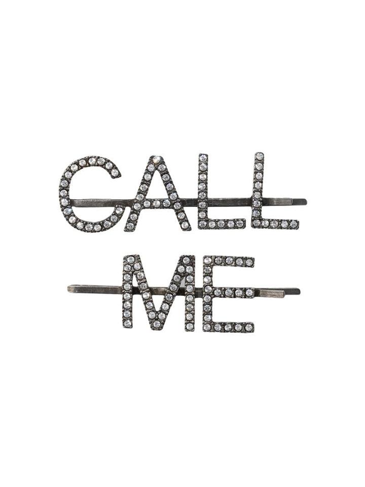 Saint Laurent Embellished Call Me Hair Clips - Silver