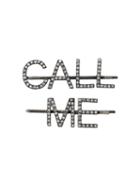 Saint Laurent Embellished Call Me Hair Clips - Silver
