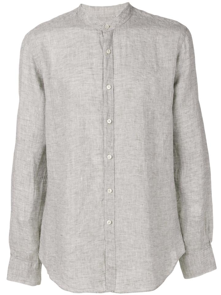 Xacus Mandarin Collar Shirt - Brown