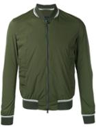 Herno Striped Detail Bomber Jacket, Men's, Size: 50, Green, Polyamide/spandex/elastane