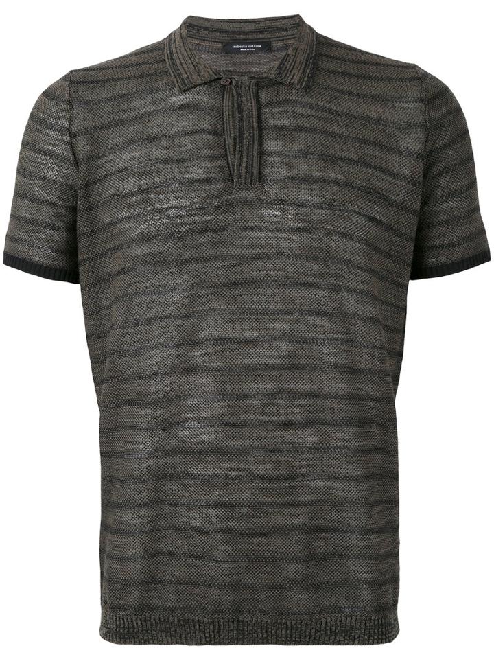 Roberto Collina - Striped Polo Shirt - Men - Cotton/linen/flax/polyester - 46, Green, Cotton/linen/flax/polyester