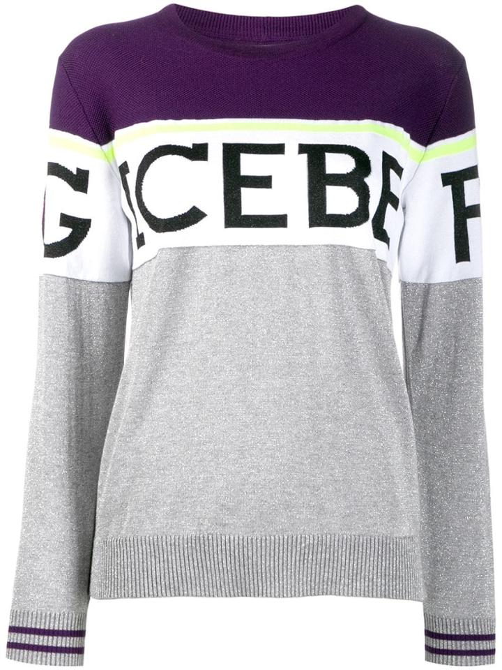 Iceberg Colour Block Logo Print Jumper - Grey
