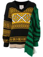 Maison Mihara Yasuhiro Panelled Intarsia Jumper - Green