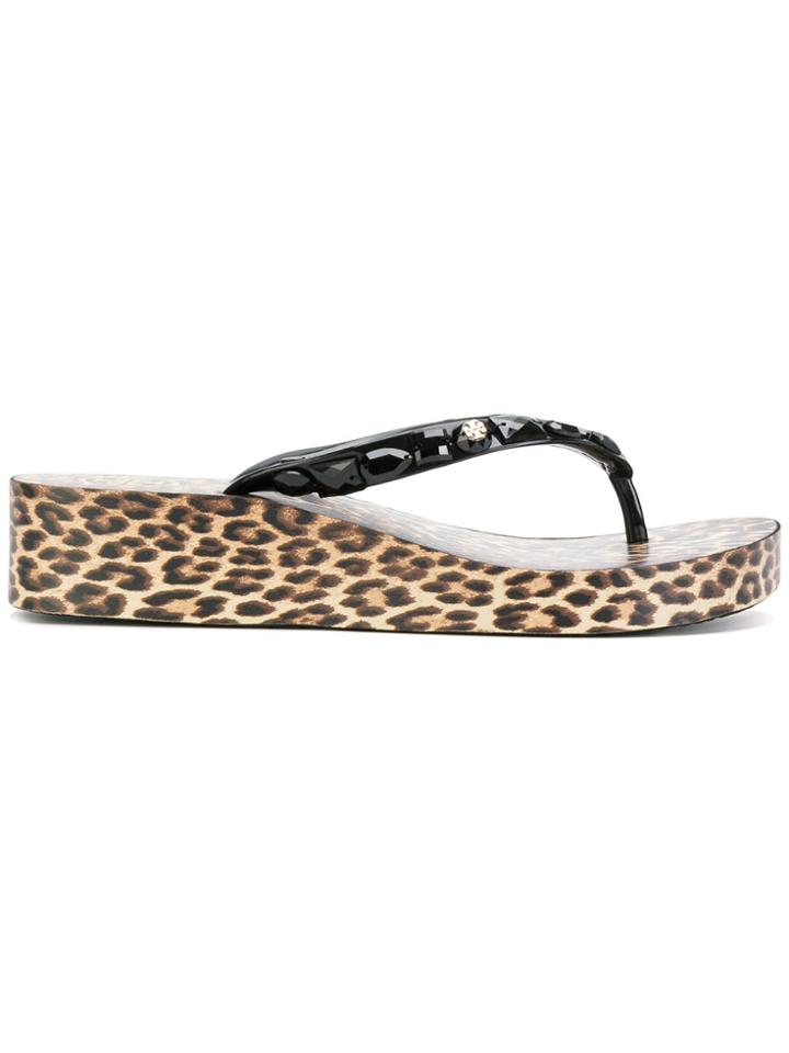 Tory Burch Jeweled Wedge Flip-flops - Brown