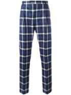 Al Duca D'aosta 1902 Check Tailored Trousers, Men's, Size: 50, Blue, Virgin Wool
