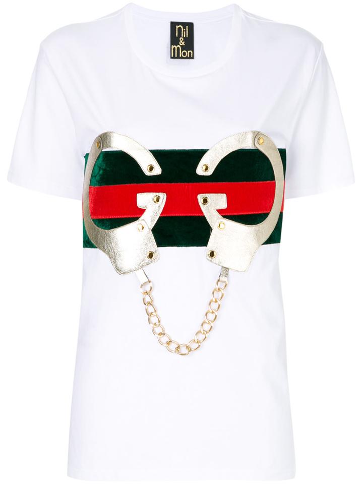 Nil & Mon Chain Embroidered T-shirt - White