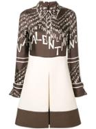 Valentino Chevron Twill Dress - Brown