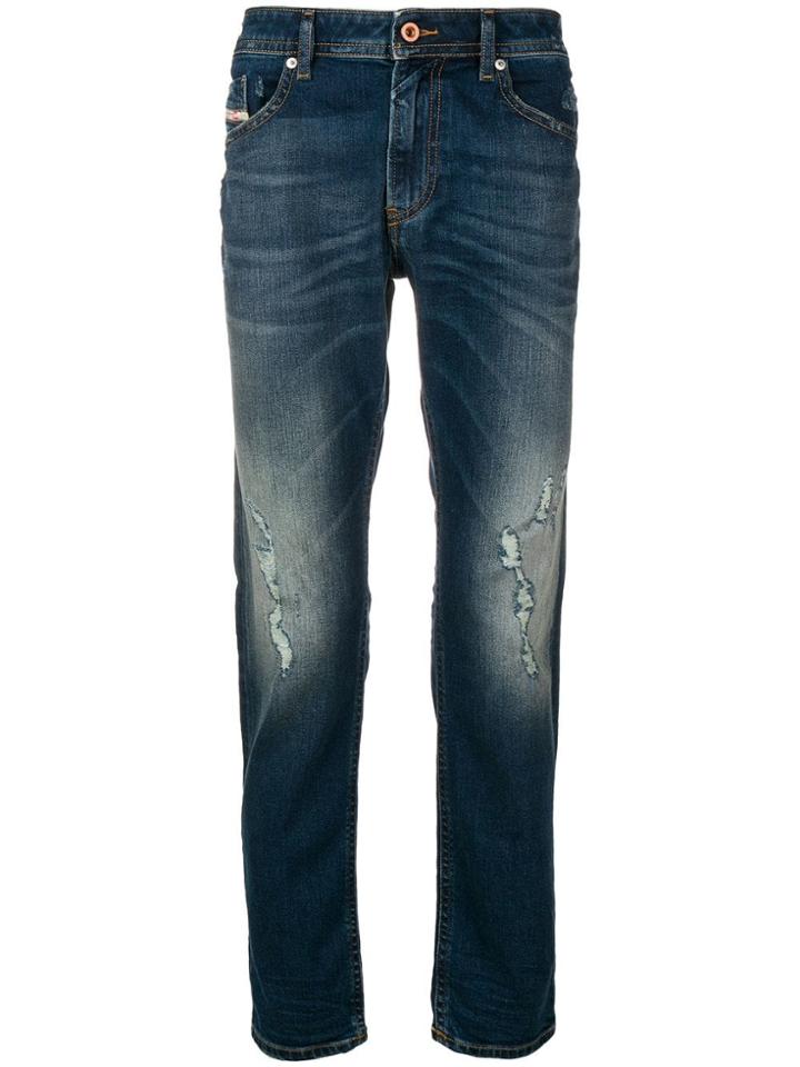 Diesel Ripped Slim-fit Jeans - Blue