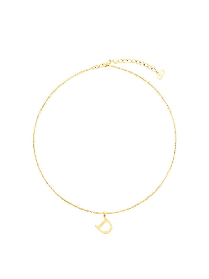 Christian Dior Pre-owned D Logo Pendant Necklace - Gold