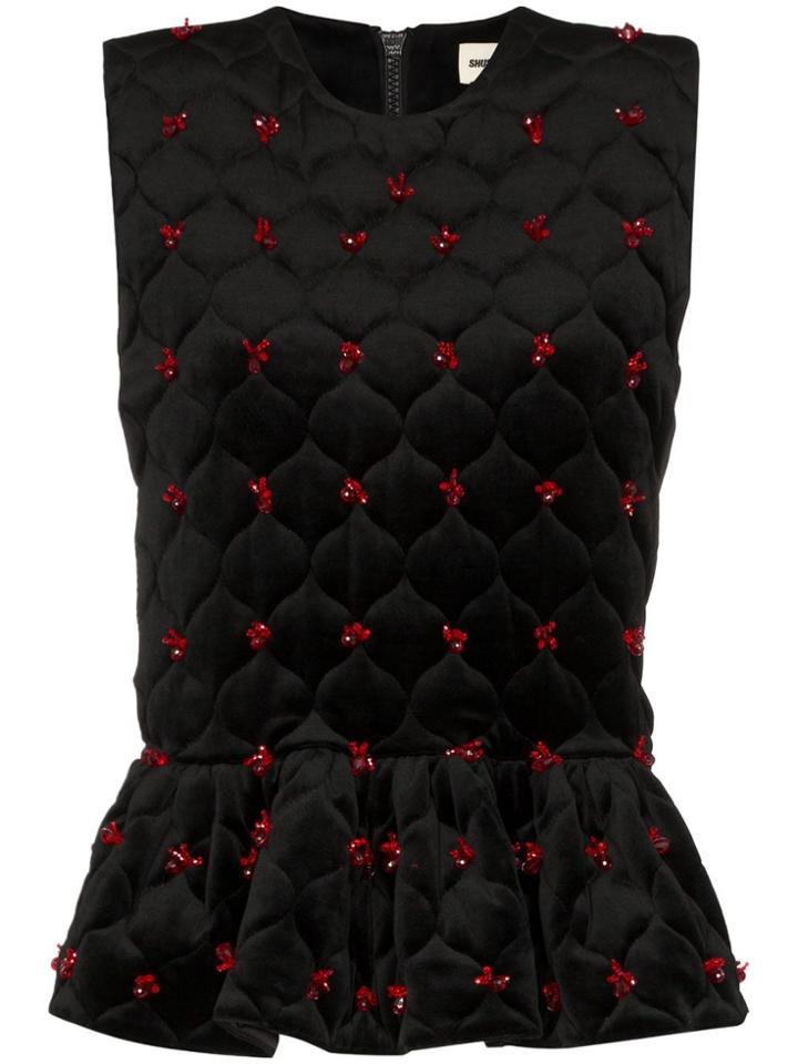 Shushu/tong Sequin Embellished Quilted Top - Black