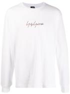 Yohji Yamamoto Crew-neck Embroidered Logo Sweatshirt - White